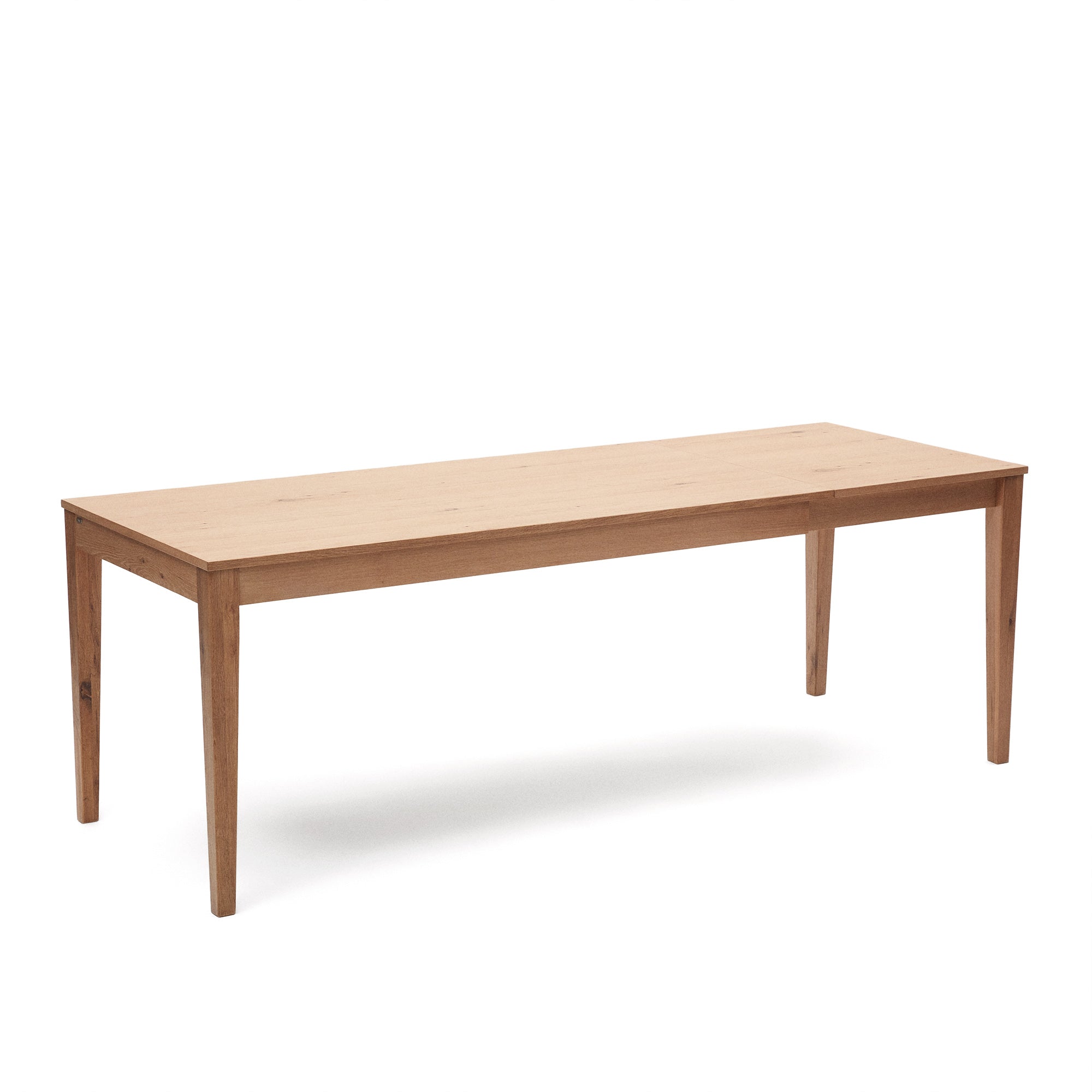 Yain kihúzható asztal tölgyfafurnérral és tömör tölgyfával, 160 (220) x 80 cm