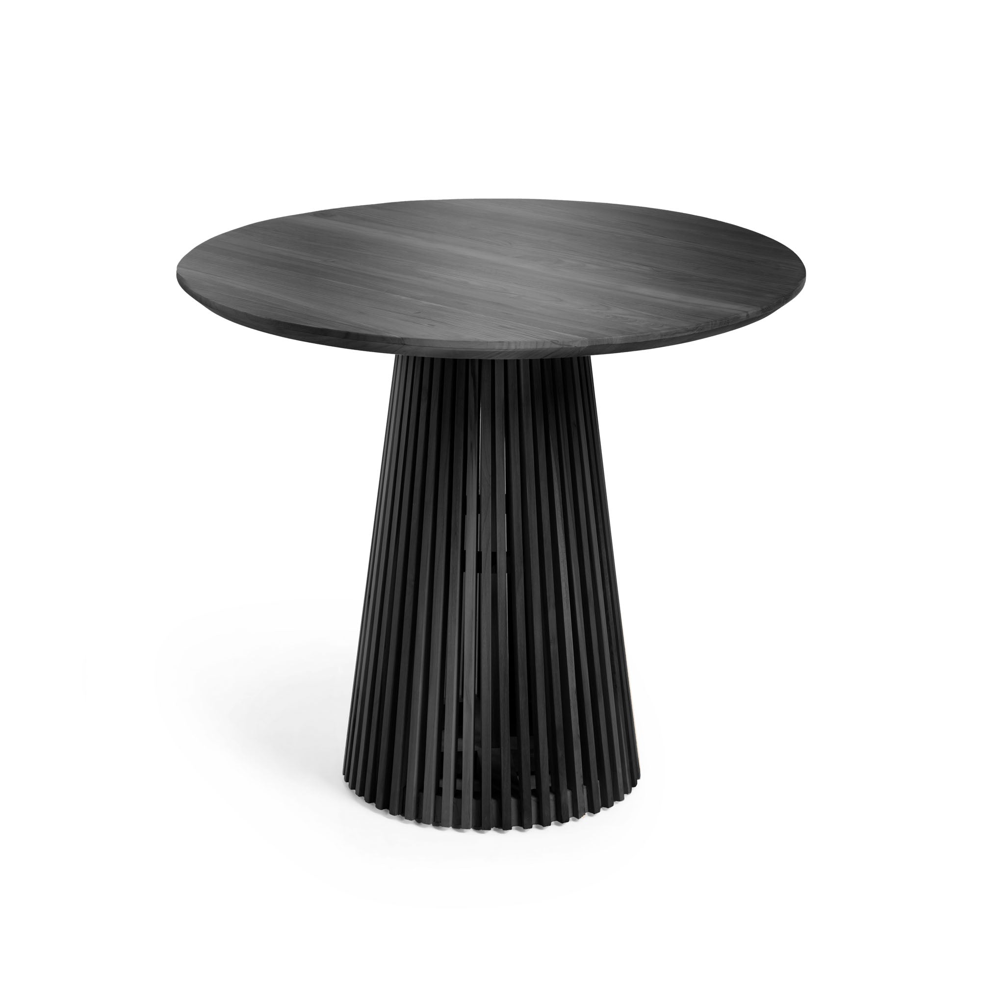 Jeanette kerek tömör fehér cédrusfa asztal, fekete színben, Ø 90 cm