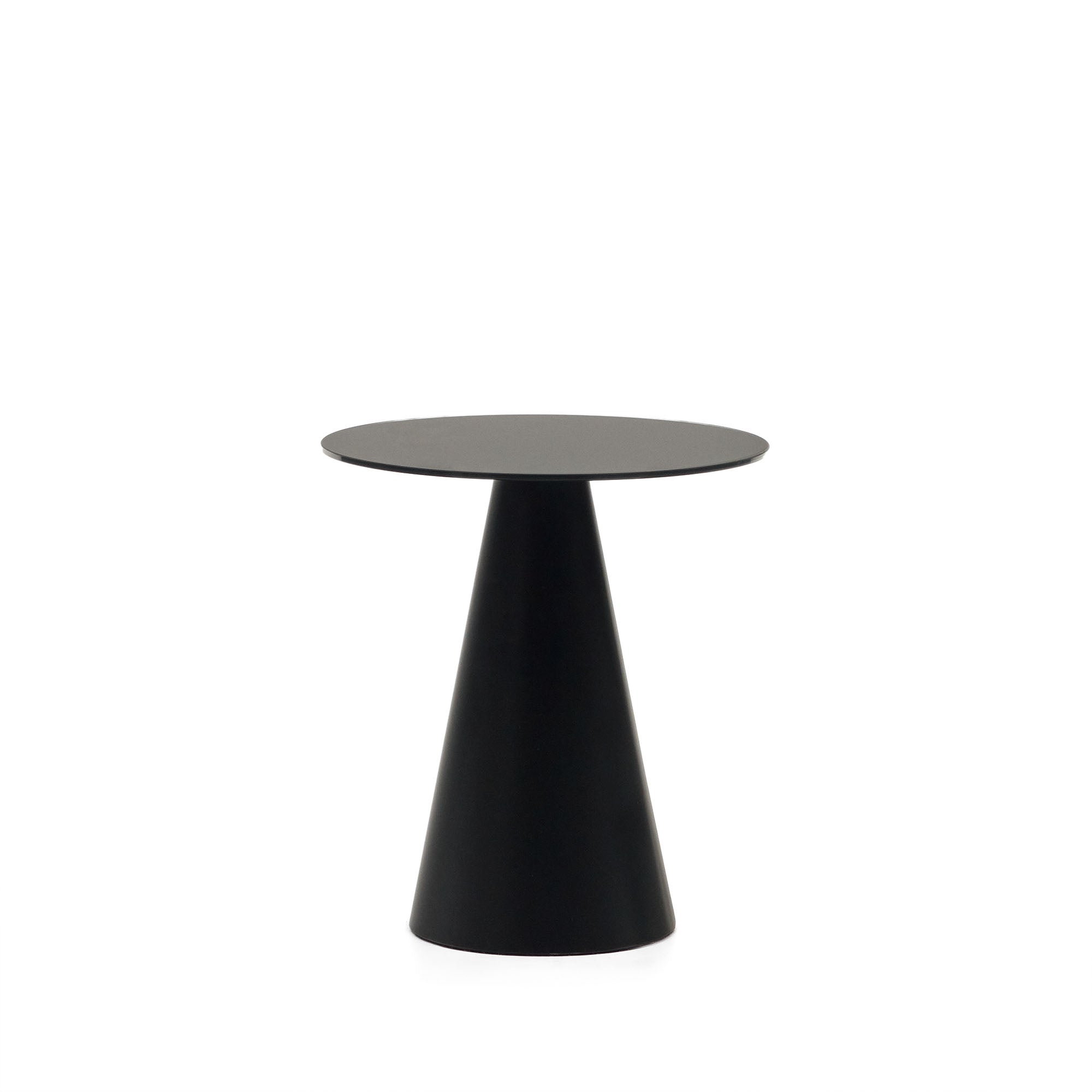 Wilshire edzett üvegből és fémből készült, matt fekete színű kisasztal, Ø 50 cm