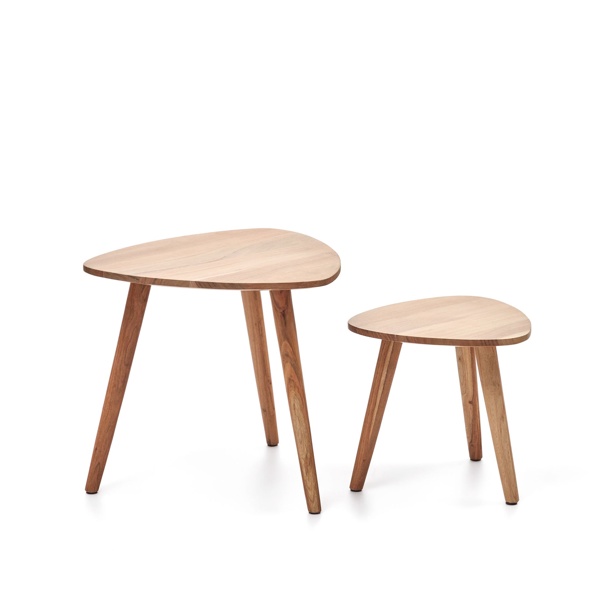 Eluana set of 2 nesting side tables in solid acacia wood with natural finish