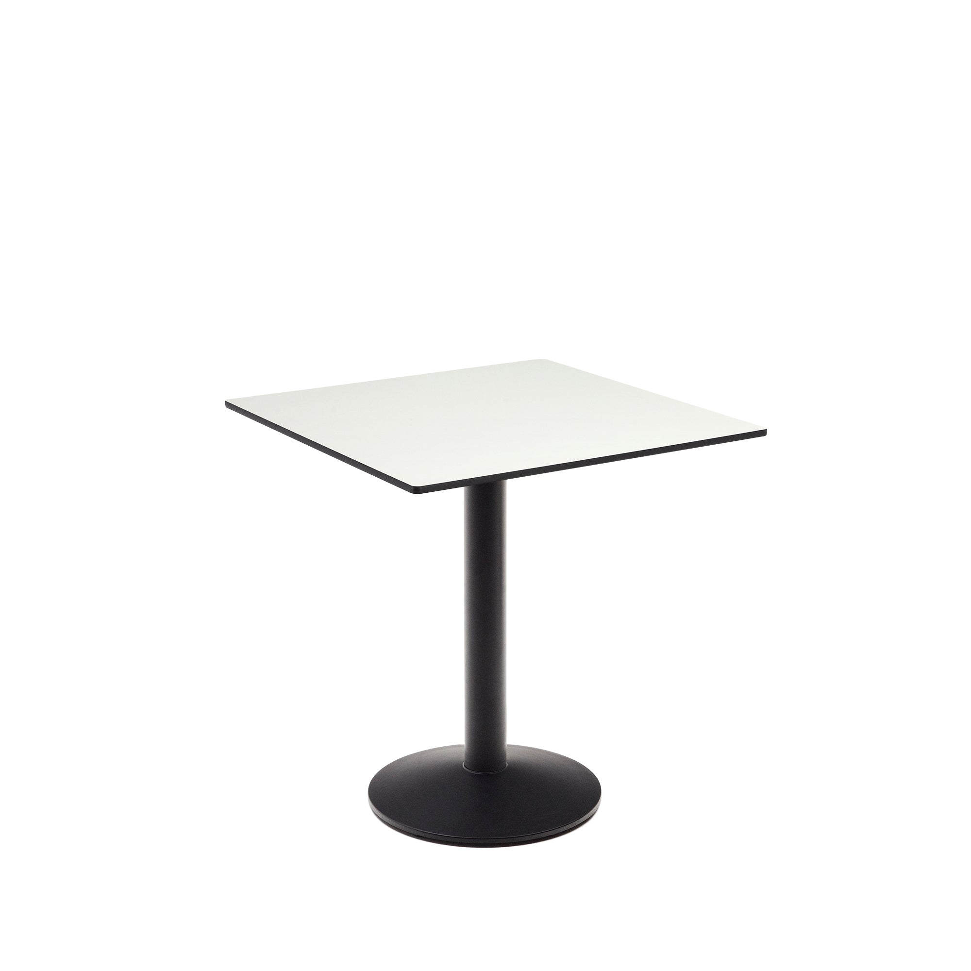 Esilda kültéri asztal fehér színben, fekete festett fémlábbal, 70 x 70 x 70 cm, 70 x 70 cm