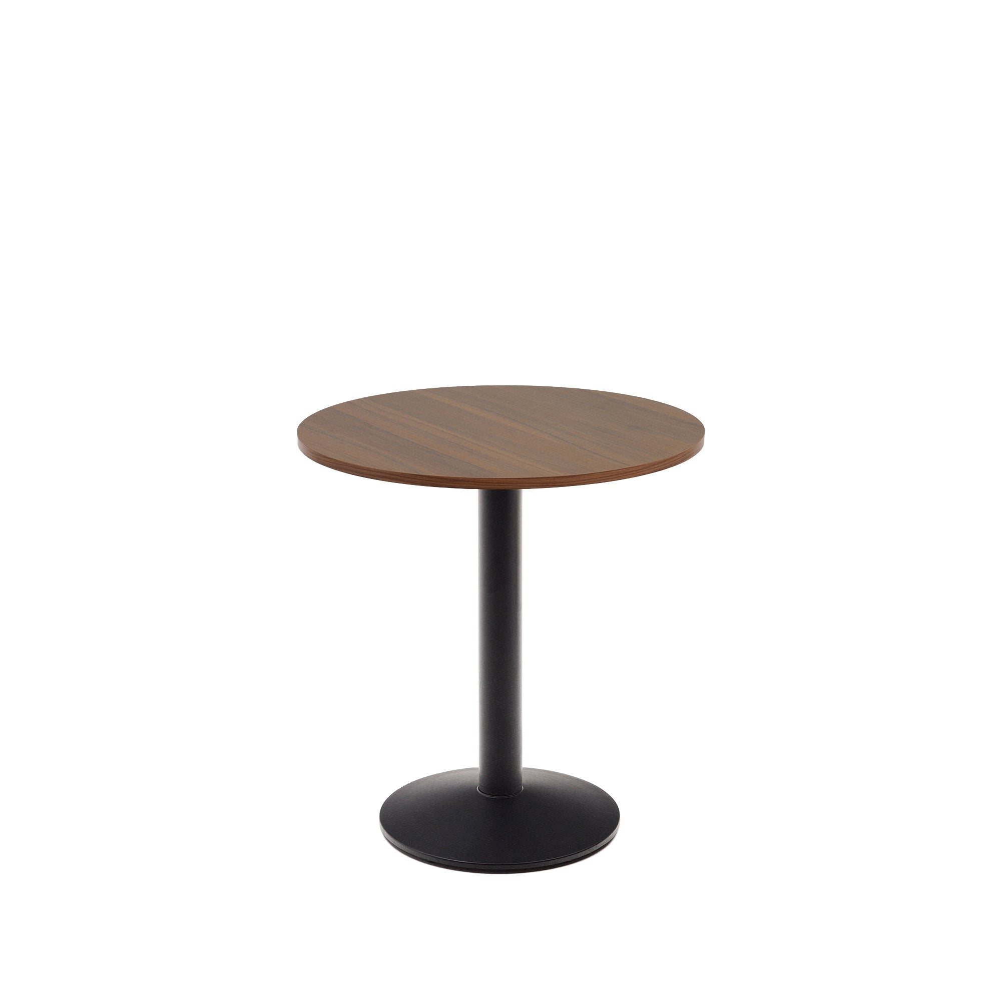 Esilda kerek asztal, diófa melaminból, fekete festett fémlábbal, Ø70x70 cm, Ø70x70 cm