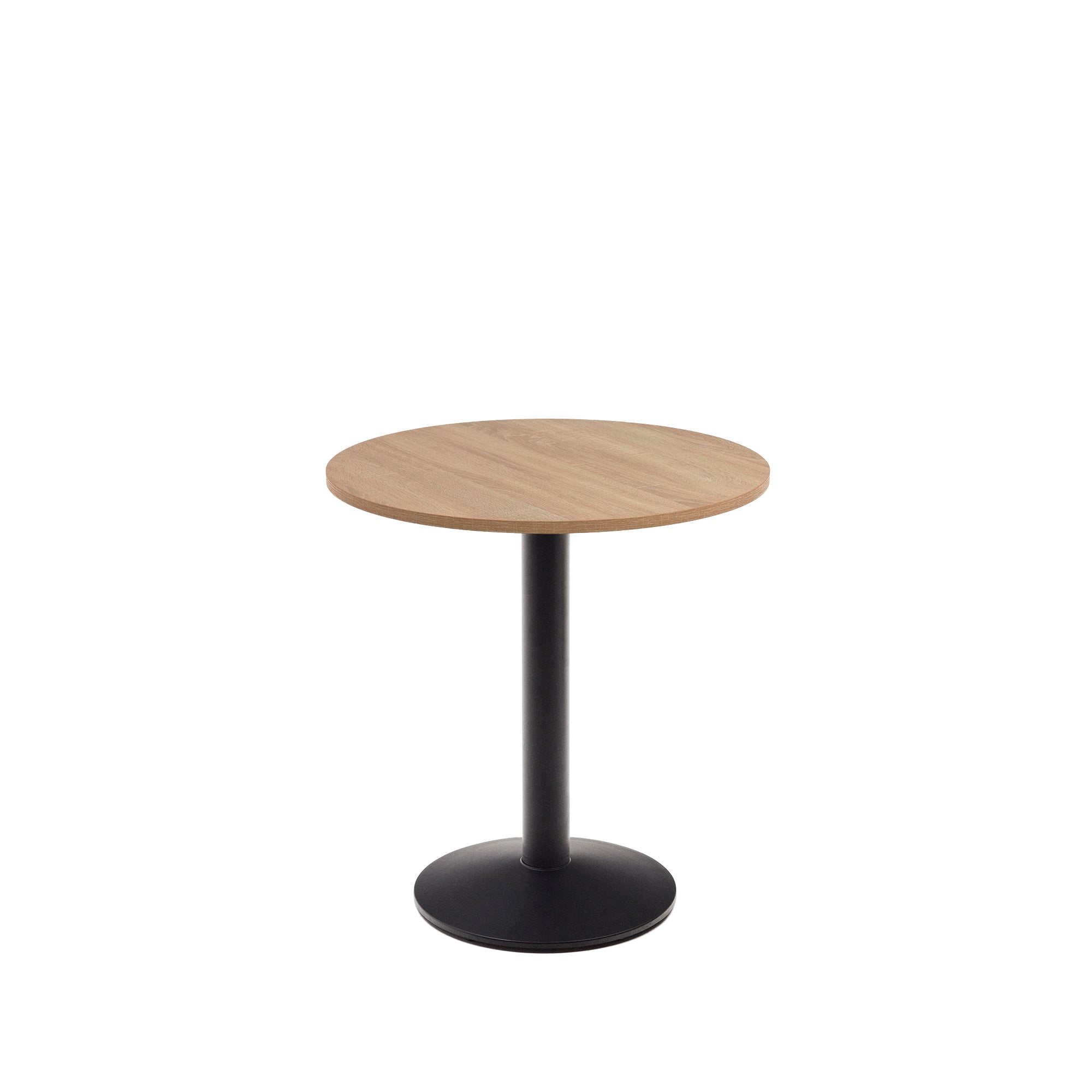 Esilda round table in natural finish melamine with metal leg in a painted black finish, Ø70x70 cm
