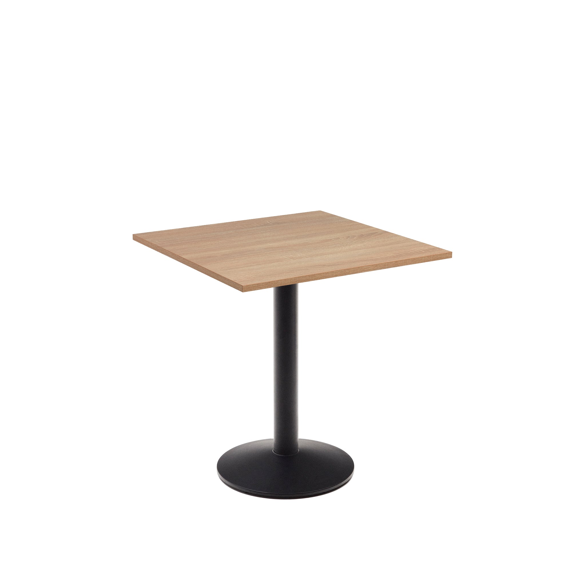 Esilda table in natural finish melamine with metal leg in a painted black finish, 70x70x70 cm