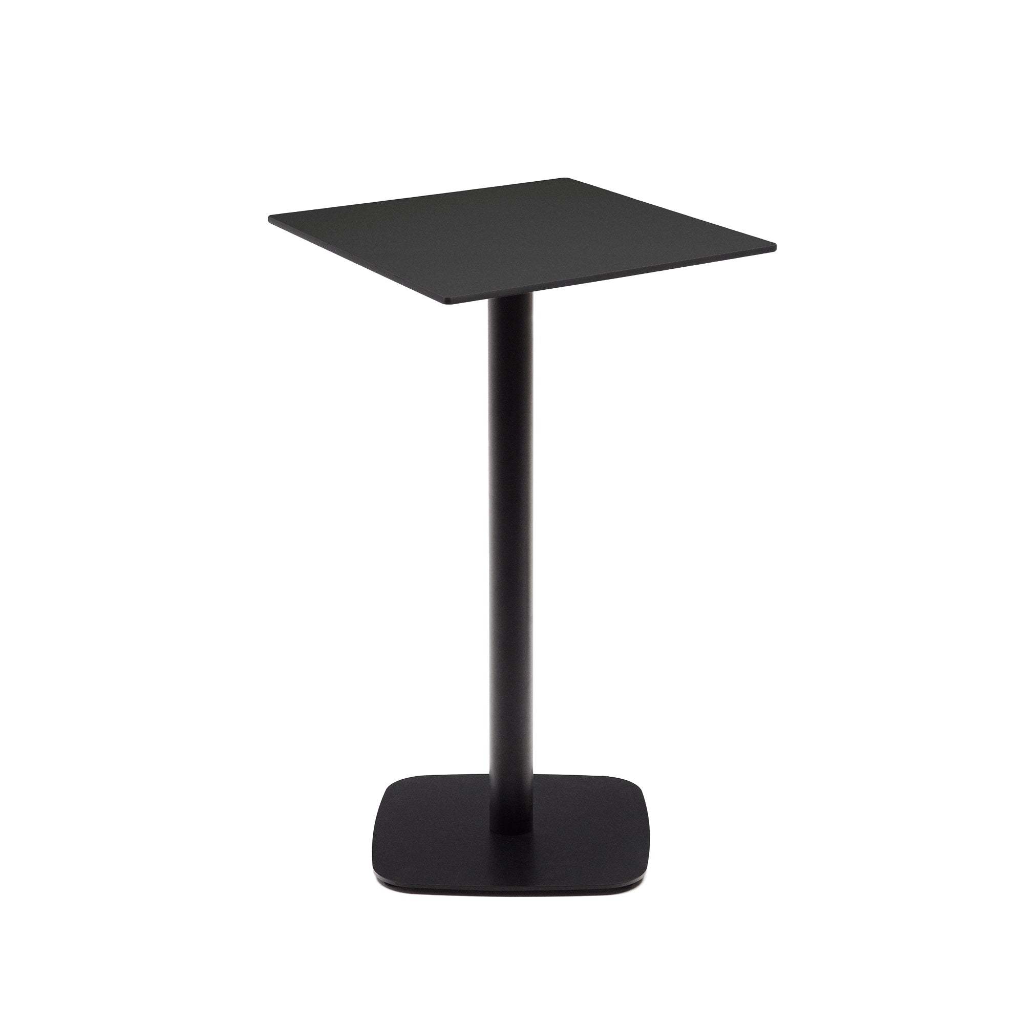 Dina magas kültéri asztal fekete színben, fémlábbal, festett fekete kivitelben, 60 x 60 x 96 cm
