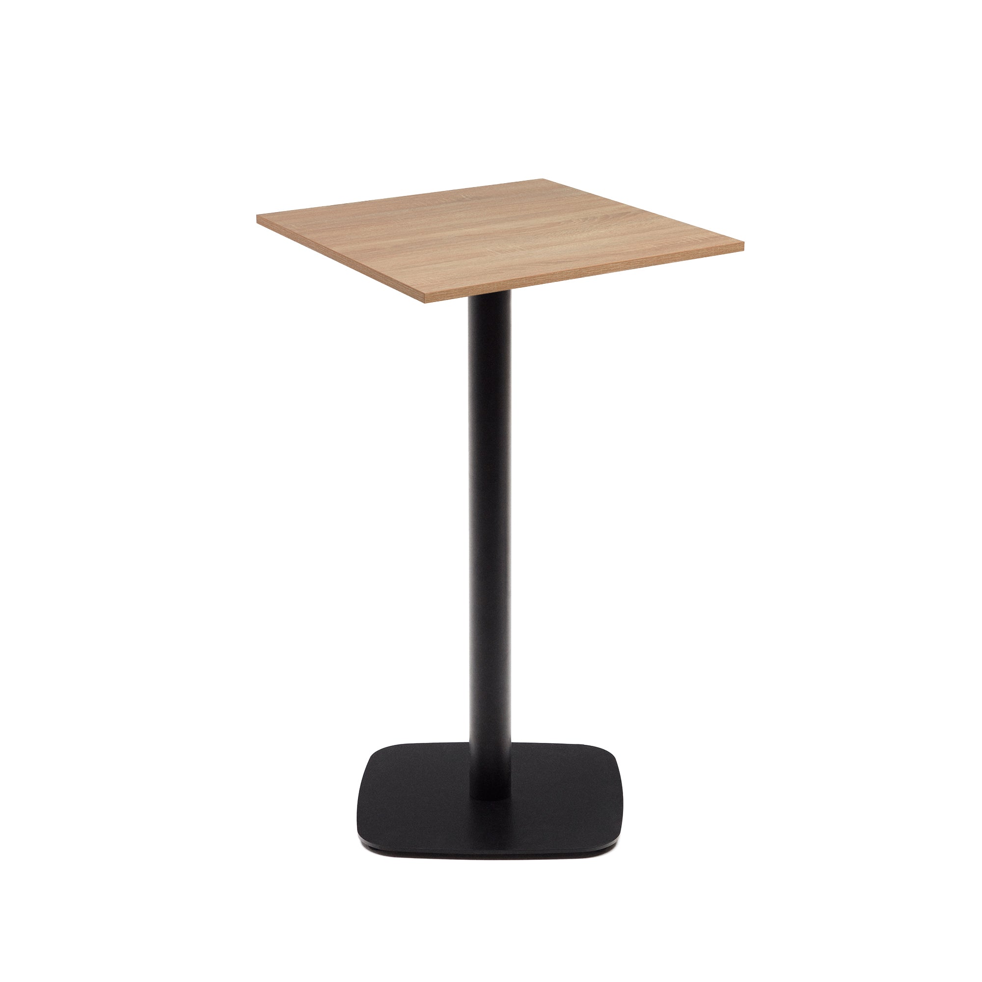 Dina magas asztal természetes melaminból, fekete festett fémlábbal, 60x60x96 cm, 60x60x96 cm