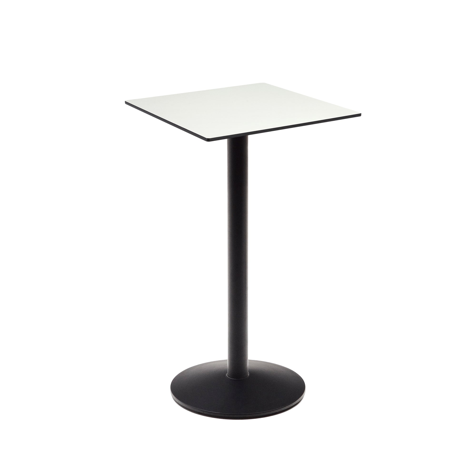 Esilda high table in white with metal leg in a painted black finish, 60 x 60 x 96 cm