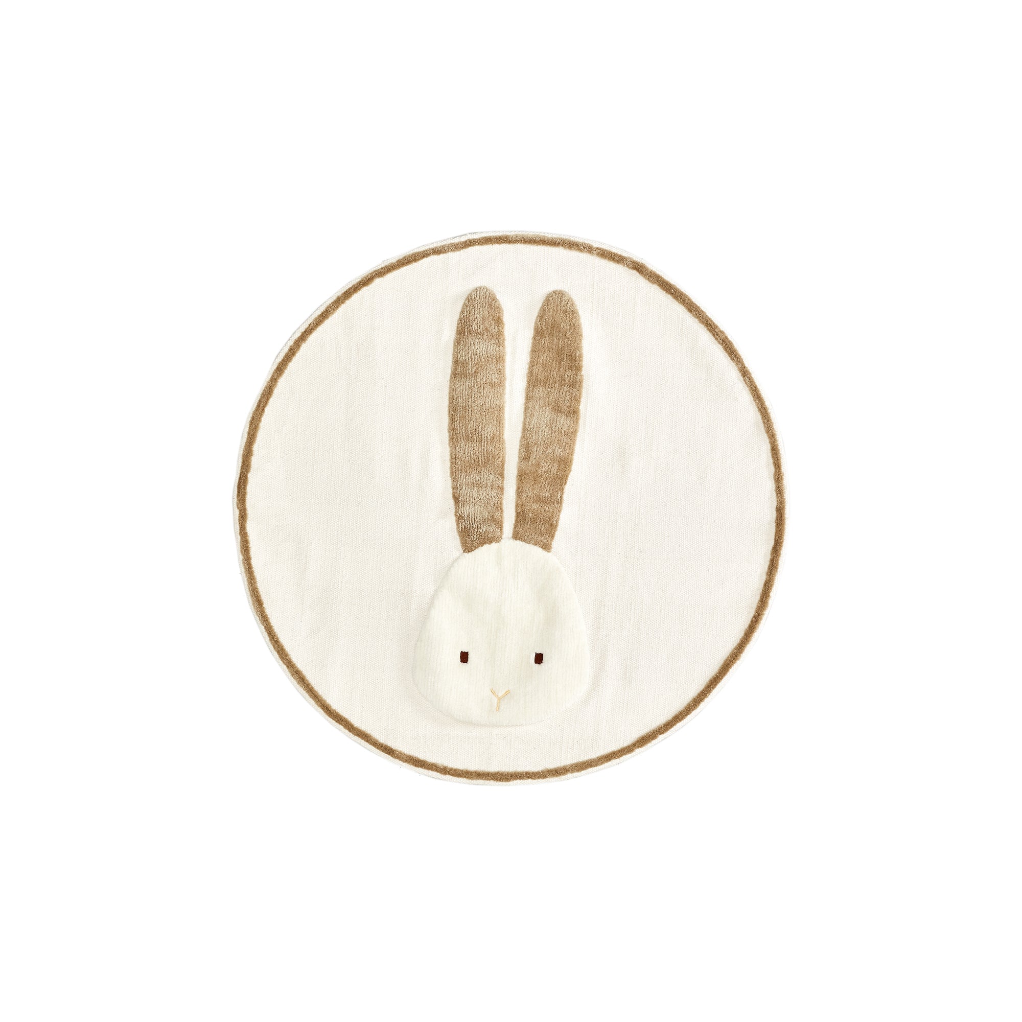 Yanil round beige cotton rabbit rug, Ø 100 cm
