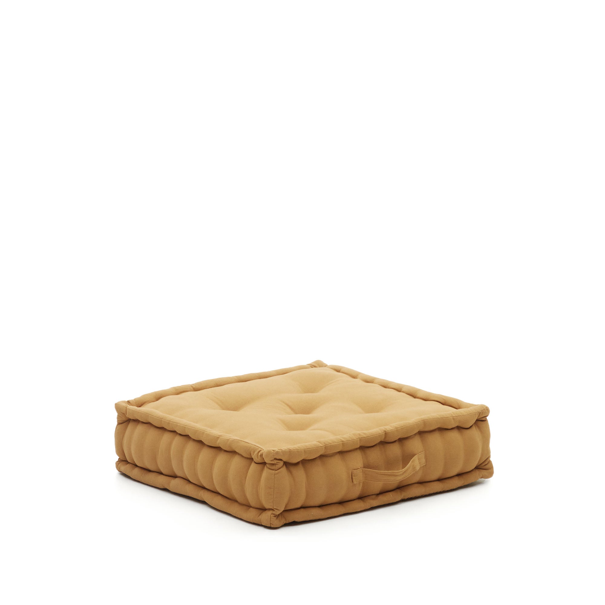 Besalu floor cushion, 100% mustard cotton, 60 x 60 cm