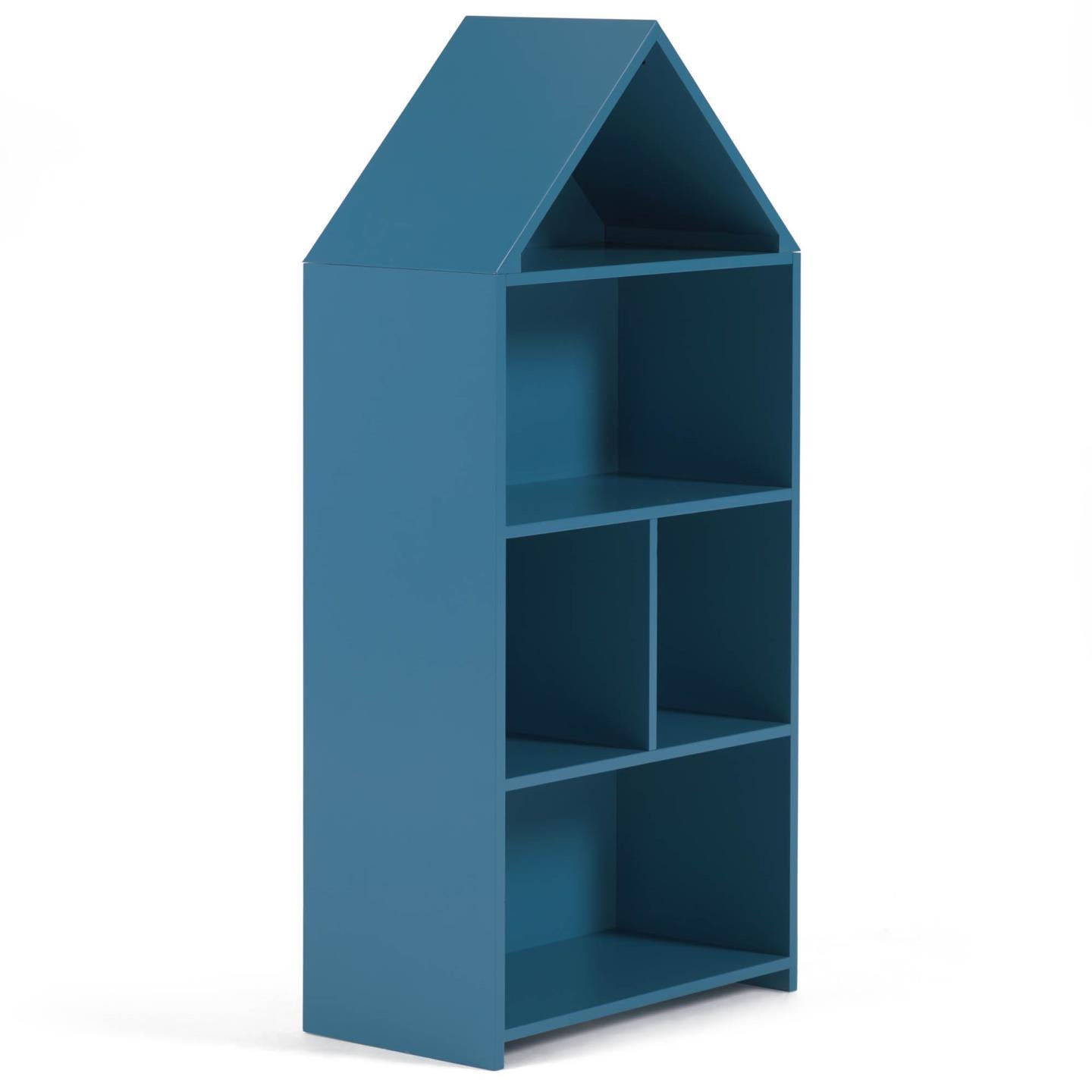 Celeste kids’ little house shelf unit in blue MDF 50 x 105 cm