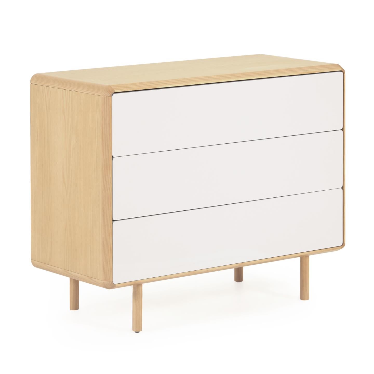 Anielle solid and ash veneer chest of three drawers 99 x 78.5 cm