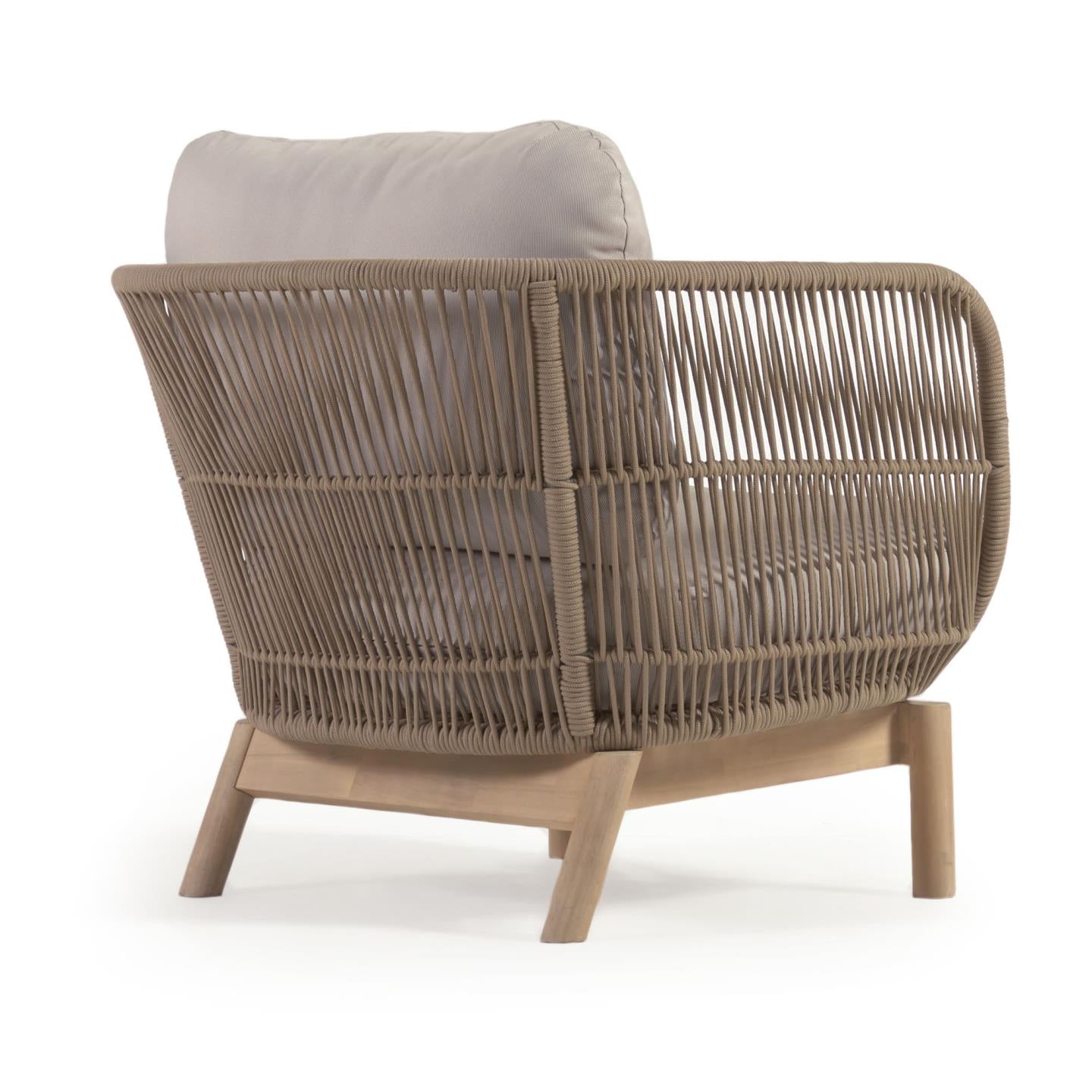 Catalina armchair made with beige rope and FSC solid acacia wood