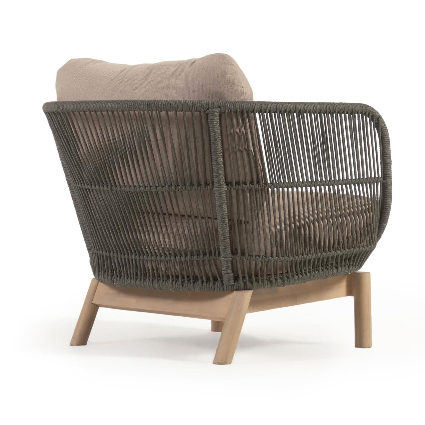 Catalina armchair made with green rope and FSC solid acacia wood