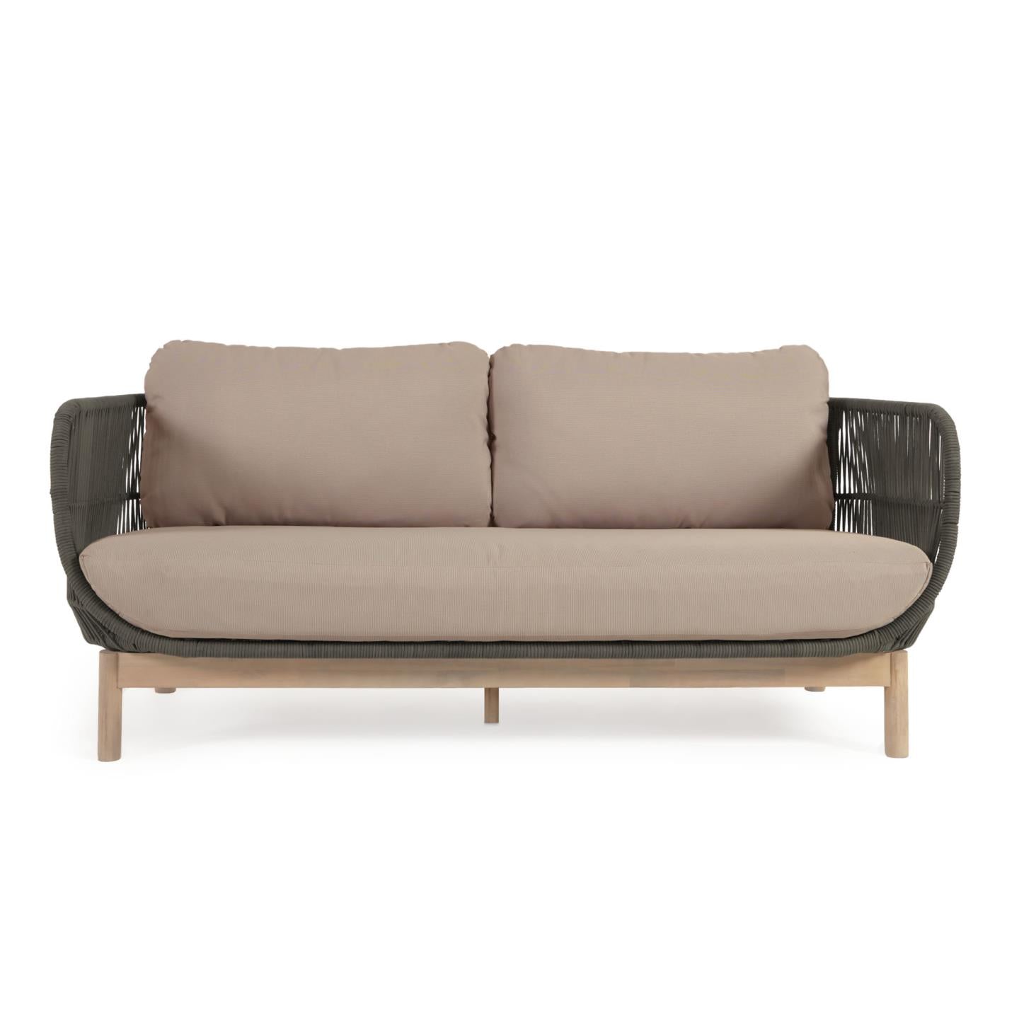Catalina 3 seater sofa made with green cord and 100% FSC solid acacia wood, 170 cm