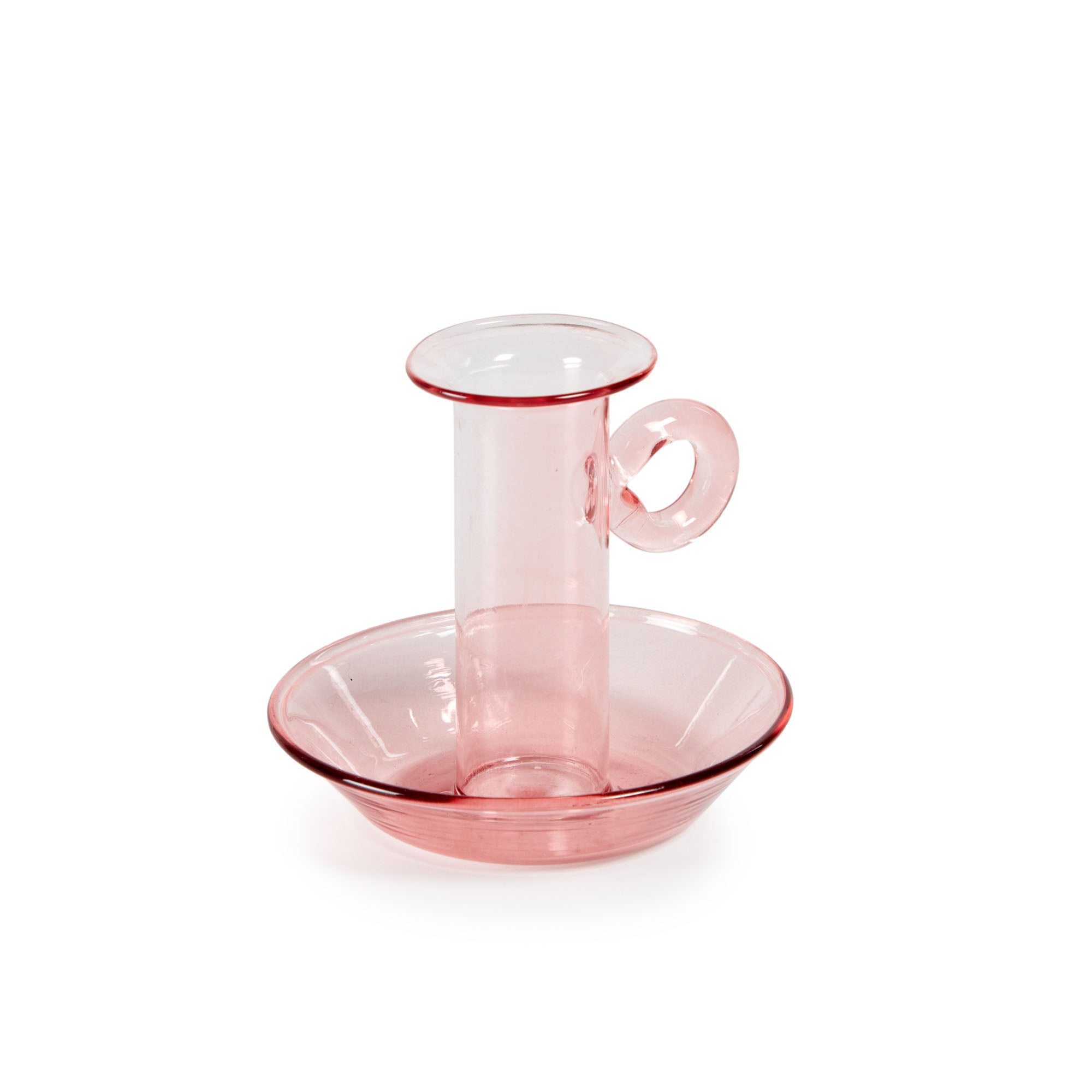 Yumalay small candle holder in pink glass
