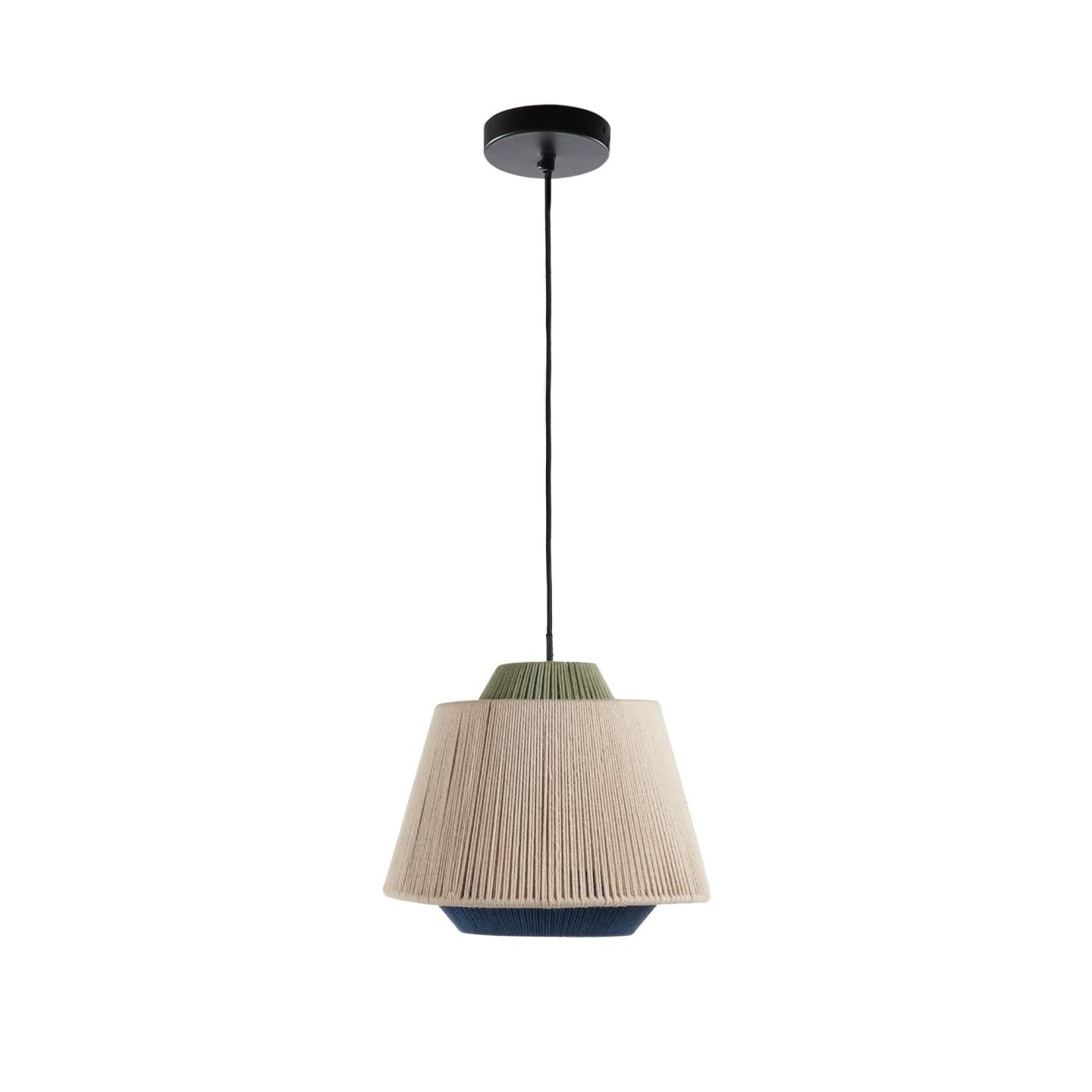 Yuvia cotton ceiling lamp with a beige and blue finish