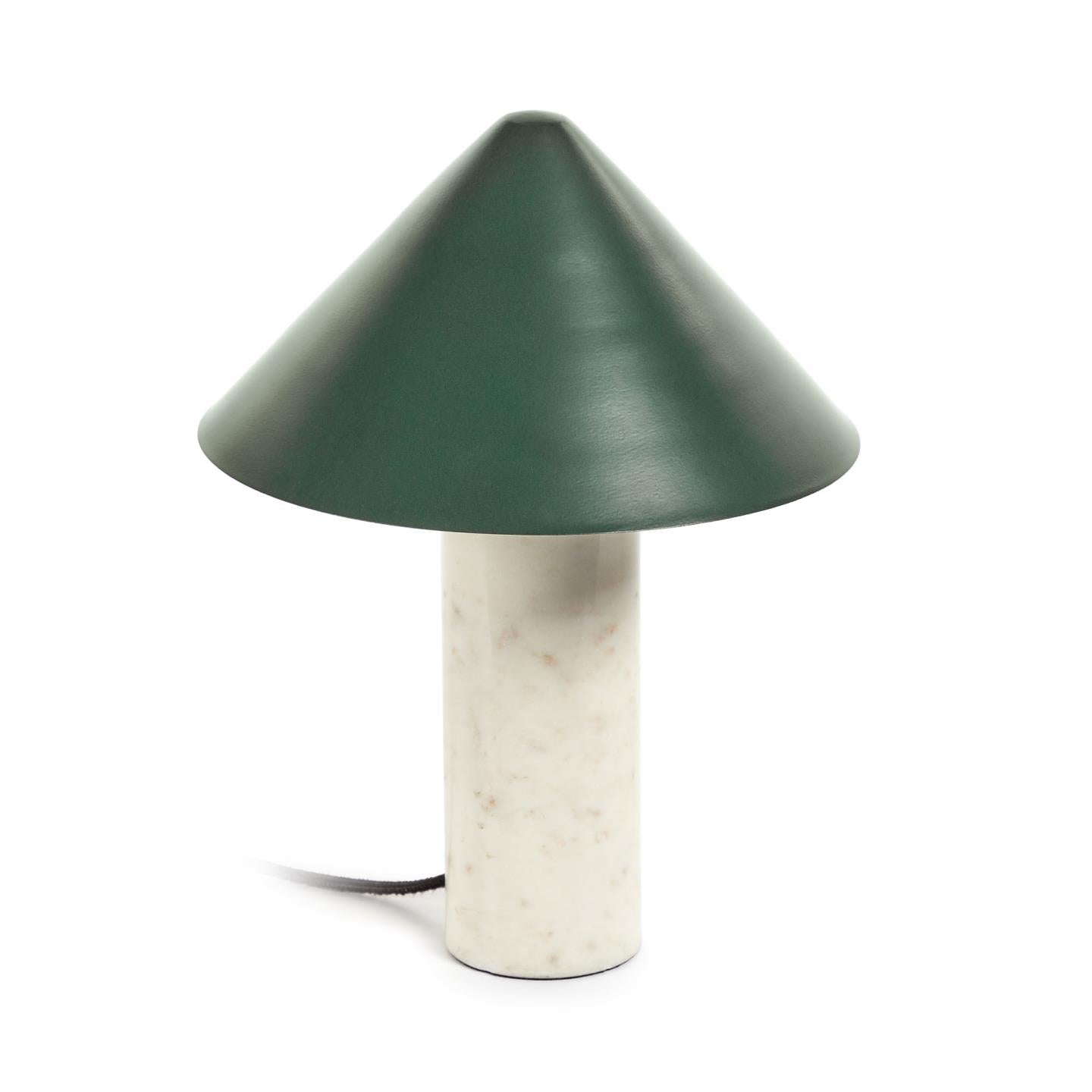 Valentine asztali lámpa, fehér márványból és fémből, zöldre festett kivitelben